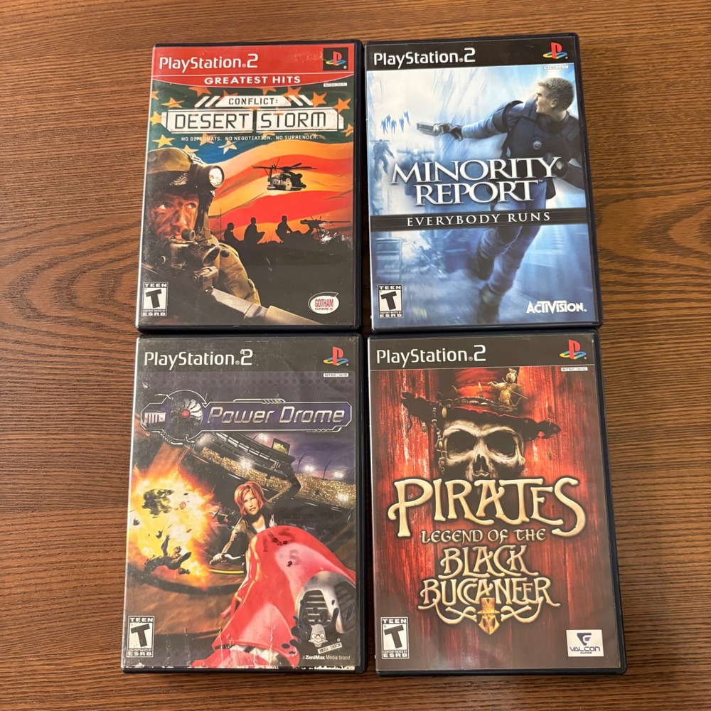 Sony PS2 Video Game Lot of 4 NTSC Excellent Desert Storm Minority Report Pirates